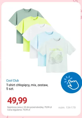 T-shirt chłopięcy Cool Club 5-pak mix promocja w Smyk