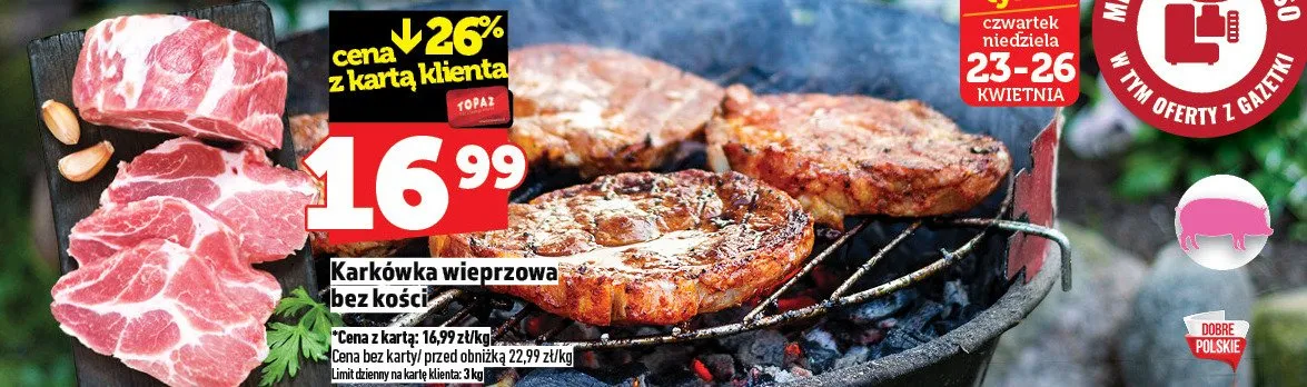 Karkówka wieprzowa bez kości promocja w TOPAZ