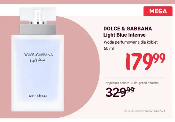 Woda perfumowana dla kobiet Dolce & Gabbana Light Blue Intense promocja w Rossmann