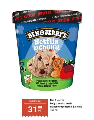 Lody o smaku masła orzechowego Ben & Jerry's Netflix & Chilll'd promocja w Biedronka