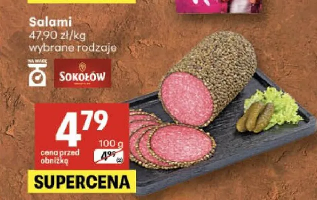 Salami familijne Sokołów promocja w Delikatesy Centrum