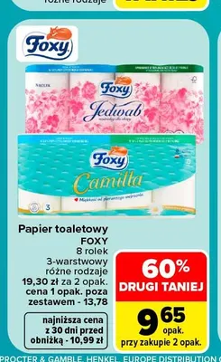 Papier toaletowy Foxy 8-pak 3-warstwowy promocja w Carrefour