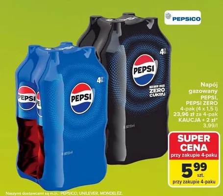 Napój gazowany Pepsi Zero Cukru 4-pak promocja w Carrefour