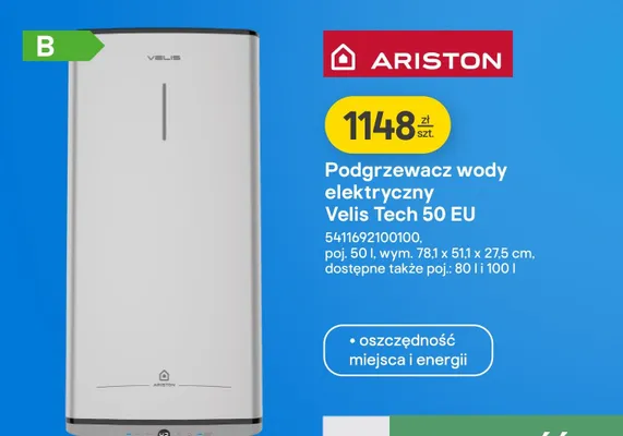 Podgrzewacz wody elektryczny Velis Tech 50 EU promocja w Castorama