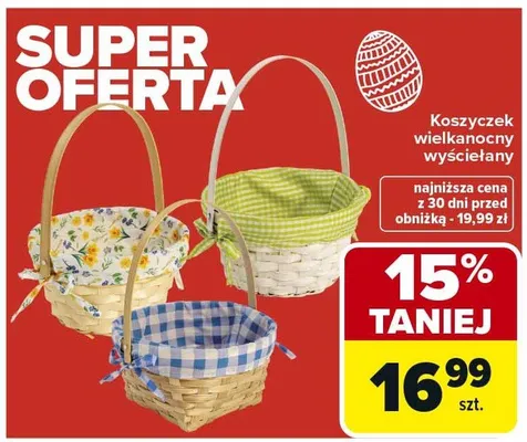 Koszyczek wielkanocny wyścielany promocja w Carrefour
