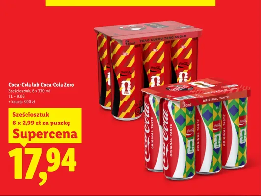 Napój gazowany Coca-Cola Zero 6-pak 330 ml promocja w Lidl