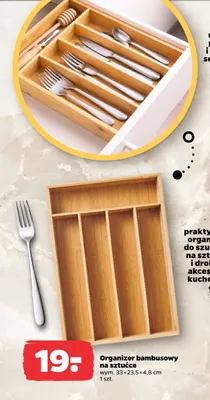 Organizer bambusowy na sztućce 33x23,5x4,8cm Netto promocja w Netto