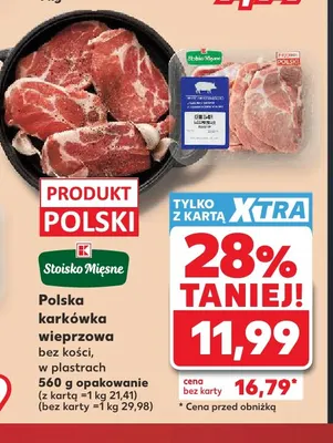Polska karkówka wieprzowa bez kości w plastrach Stoisko Mięsne promocja w Kaufland