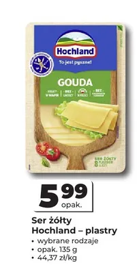 Ser żółty Hochland Gouda plastry promocja w Odido