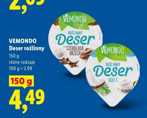 Deser roślinny Vemondo czekolada orzech promocja w Lidl