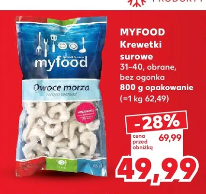 Krewetki surowe 31-40 obrane bez ogonka Myfood promocja w Kaufland