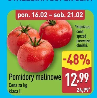 Pomidory malinowe promocja w Aldi