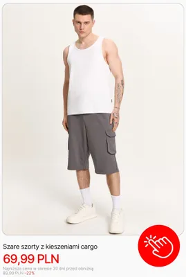 Szorty szare z kieszeniami cargo Cropp promocja w Cropp