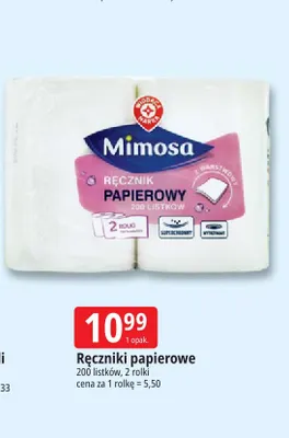 Ręcznik papierowy Mimosa 2-warstwowy 200 listków 2-pak promocja w Leclerc