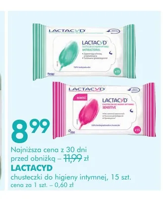 Chusteczki do higieny intymnej Lactacyd promocja w Super-Pharm