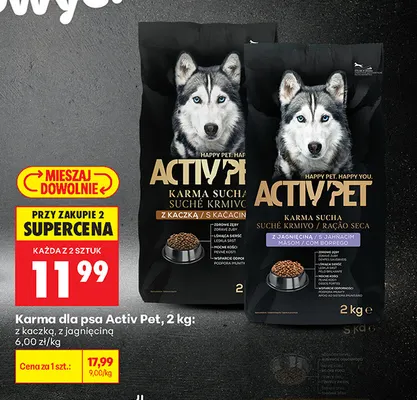 Karma dla psa Activ Pet z jagnięciną promocja w Biedronka