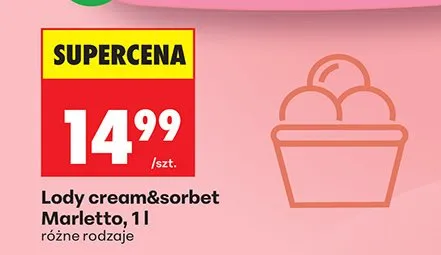 Lody cream&sorbet różne rodzaje promocja w Biedronka