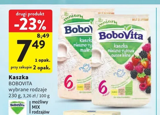 Kaszka mleczno-ryżowa malina BoboVita promocja w Intermarche
