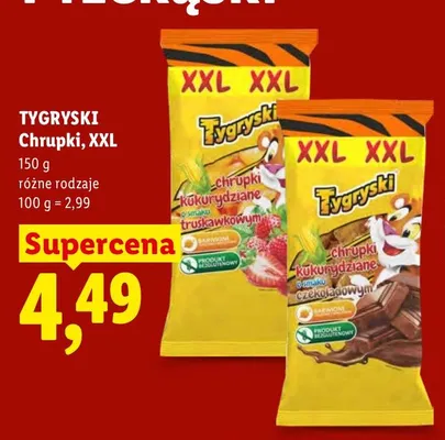 Chrupki kukurydziane o smaku czekoladowym Tygryski XXL promocja w Lidl
