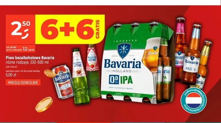 Piwo bezalkoholowe Bavaria 0,0% Original promocja w Dealz