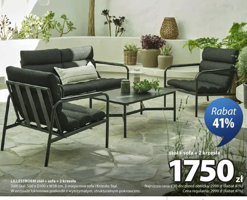 Zestaw mebli ogrodowych Lillestroem stół + sofa + 2 krzesła promocja w Jysk