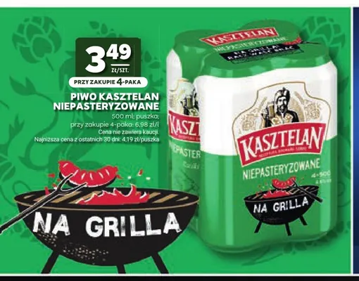 Piwo Kasztelan Niepasteryzowane 4-pak 500 ml promocja w Stokrotka