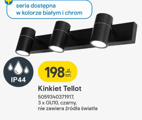 Kinkiet Tellot 3 x GU10, czarny, nie zawiera źródła światła promocja w Castorama