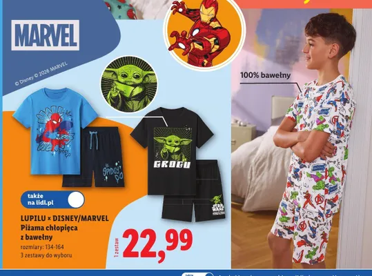 Piżama chłopięca Lupilu Disney Spider-Man promocja w Lidl
