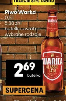 Piwo Warka Classic promocja w Delikatesy Centrum