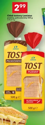 Chleb tostowy pszenny, pełnoziarnisty promocja w LEWIATAN