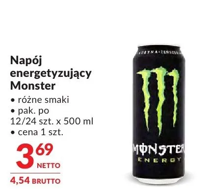 Napój energetyzujący Monster różne smaki promocja w Makro