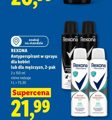Antyperspirant w sprayu dla mężczyzn Rexona 2-pak promocja w Lidl