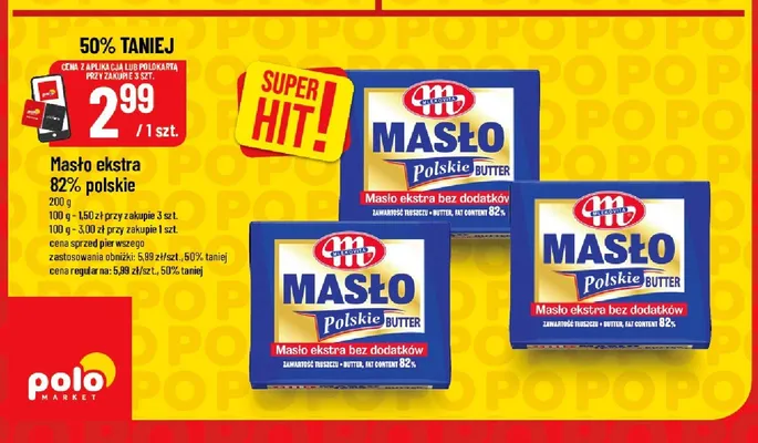 Masło ekstra 82% polskie Mlekovita promocja w POLOmarket