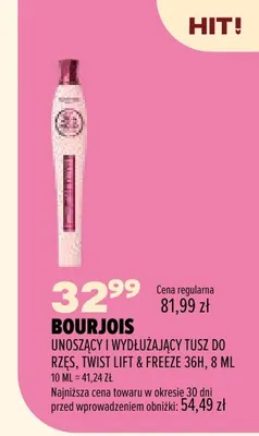 Unoszący i wydłużający tusz do rzęs Twist Lift & Freeze 36h Bourjois promocja w Drogerie Natura