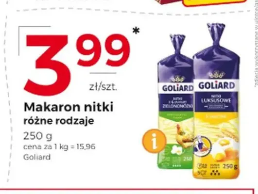 Makaron nitki Zielononóżki Goliard promocja w Frac