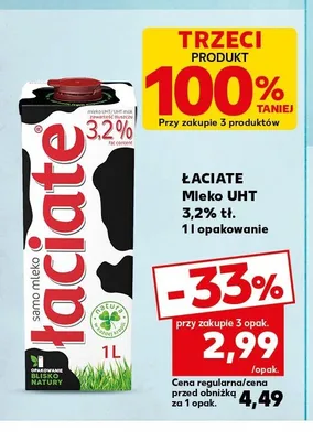 Mleko UHT 3,2% tł. ŁACIATE promocja w Kaufland