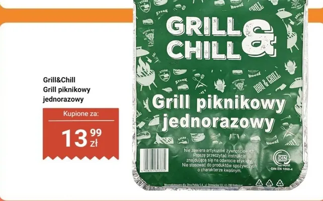 Grill piknikowy jednorazowy Grill&Chill promocja w Dino