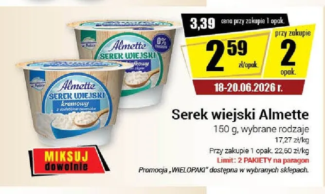 Serek wiejski Almette rzodkiewkowy promocja w Premium Nasz Sklep