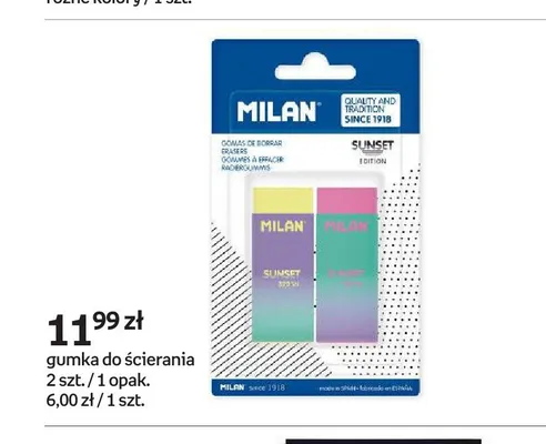 Gumka do ścierania Milan Sunset Edition 2-pak promocja w Empik