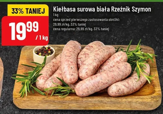 Kiełbasa surowa biała Rzeźnik Szymon promocja w POLOmarket
