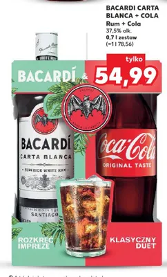 Zestaw rum Bacardi Carta Blanca + napój Coca-Cola promocja w Kaufland