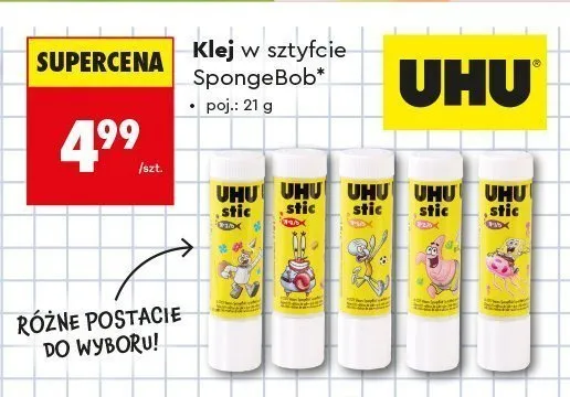 Klej w sztyfcie UHU stic SpongeBob promocja w Biedronka