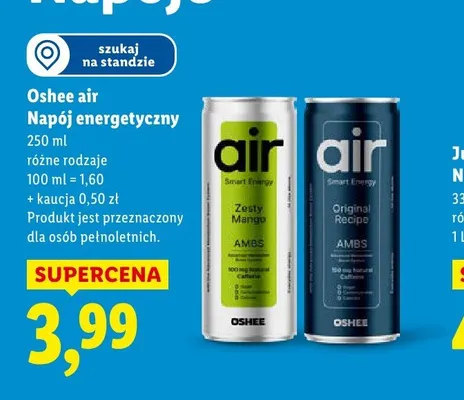 Napój energetyczny Oshee Air promocja w Lidl