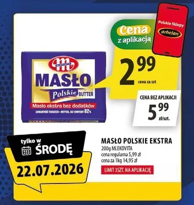 Masło Polskie Ekstra Mlekovita promocja w Arhelan