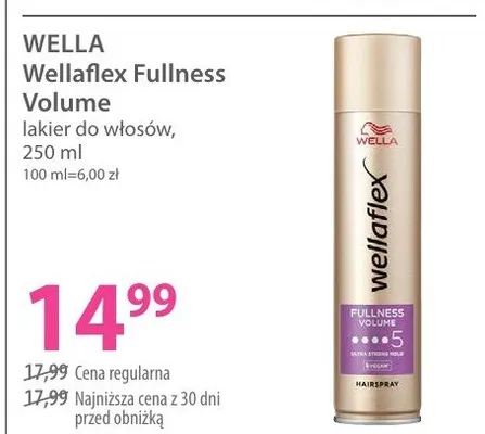 Lakier do włosów Wellaflex Fullness Volume Wella promocja w Hebe