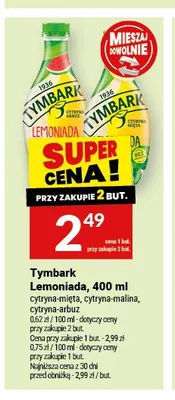 Lemoniada Tymbark cytryna-mięta promocja w Twój Market