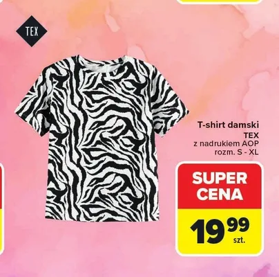 T-shirt damski TEX z nadrukiem AOP rozm. S - XL promocja w Carrefour