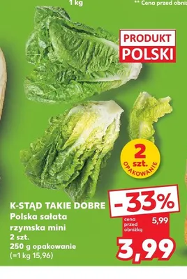 Polska sałata rzymska mini K-Stąd Takie Dobre promocja w Kaufland