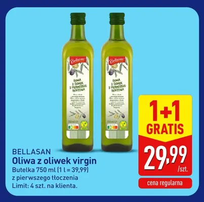 Oliwa z oliwek virgin z pierwszego tłoczenia Bellasan promocja w Aldi
