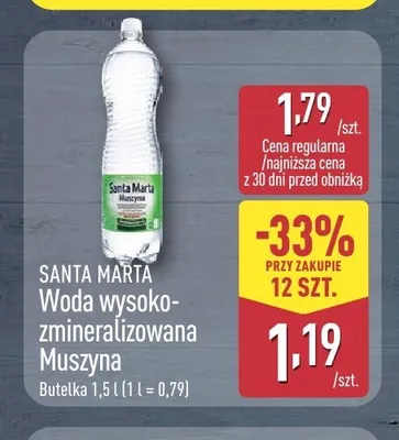 Woda wysokozmineralizowana Santa Marta Muszyna promocja w Aldi
